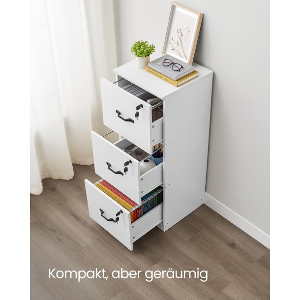 Arkivskab med 3 skuffer til h�ngemapper - hvid 40x41x103