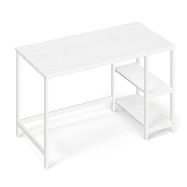 Skrivebord med 2 hylder - computerbord - hvid 120 x 60 x 75