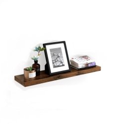 Hylde i tr� - v�gh�ngt tr�hylde - rustik brun v�ghylde 80 x 20 cm