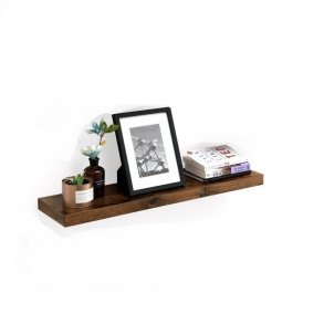 Hylde i tr� - v�gh�ngt tr�hylde - rustik brun v�ghylde 80 x 20 cm