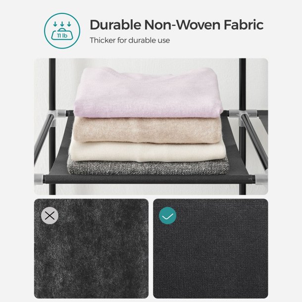 Kl�deskab med stofsider - sort garderobeskab og t�jskab - 167 cm