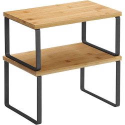 Hylder til bord - s�t med 2 stabelbare k�kkenhylder - bambus