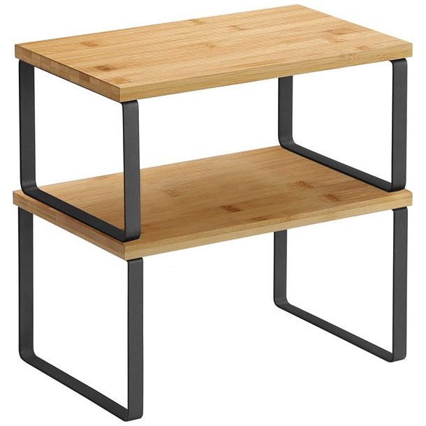 Hylder til bord - s�t med 2 stabelbare k�kkenhylder - bambus