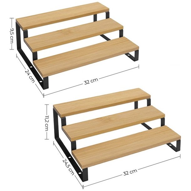 Krydderihylder - s�t med 2 stabelbare k�kkenhylder - bambus
