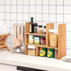 Hylder - skrivebordshylder - opbevaringshylder - brun bambus