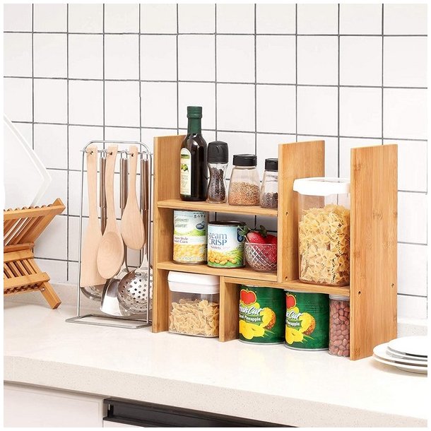 Hylder - skrivebordshylder - opbevaringshylder - brun bambus