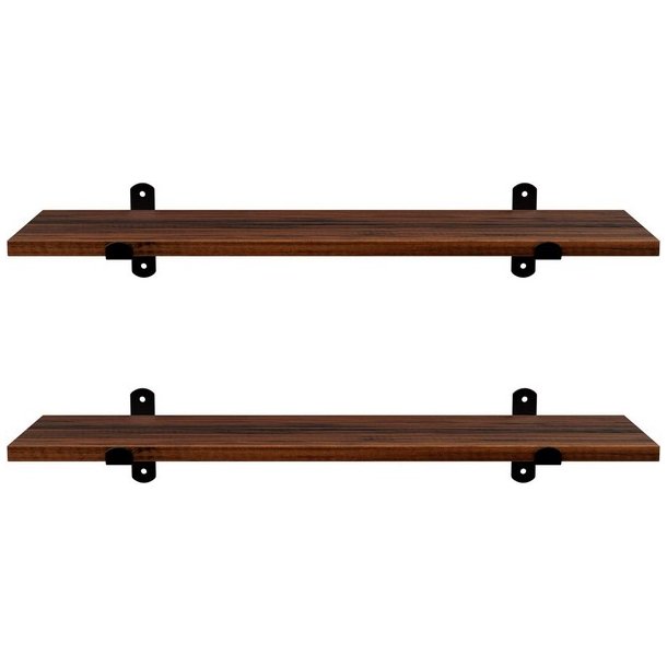 Hylder i tr - 2 vghngte svvende trhylder - brune vghylder