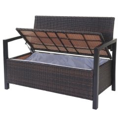 Haveb�nk og hyndeboks - brun polyrattan med gr�n hynde