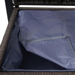 Haveb�nk og hyndeboks - gr�meleret polyrattan med creme hynde