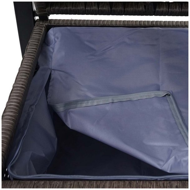 Haveb�nk og hyndeboks - gr�meleret polyrattan med creme hynde