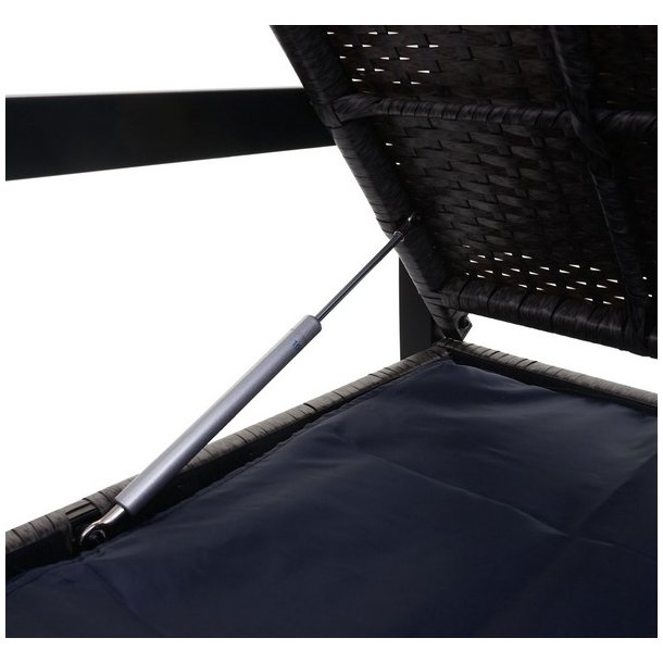 Havebnk og hyndeboks - gr polyrattan med beige hynde - 2 personer