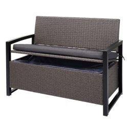 Havebnk og hyndeboks - grmeleret polyrattan med gr hynde