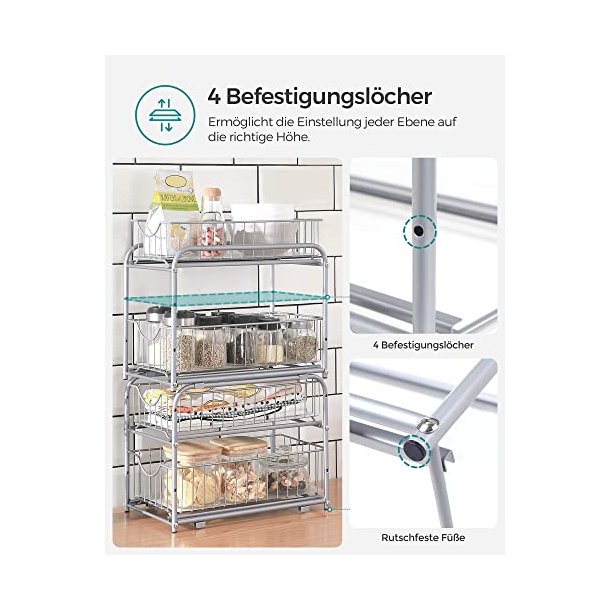 Opbevaringskurve - 2 udtrkskurve til skab og bord - gr metal