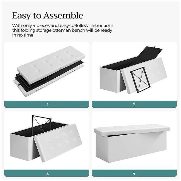 Entreb�nk - siddeb�nk med kiste 110 x 38 x 38 - hvid kunstl�der