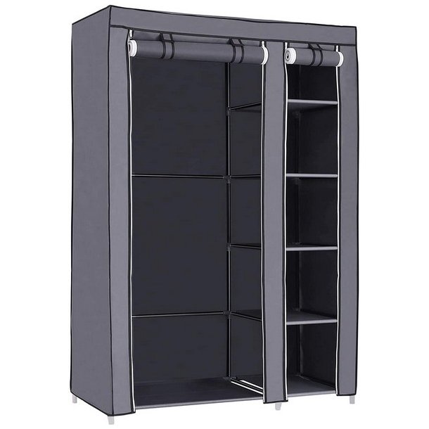 Kldeskab med stofsider - gr garderobeskab og tjskab - 175 cm