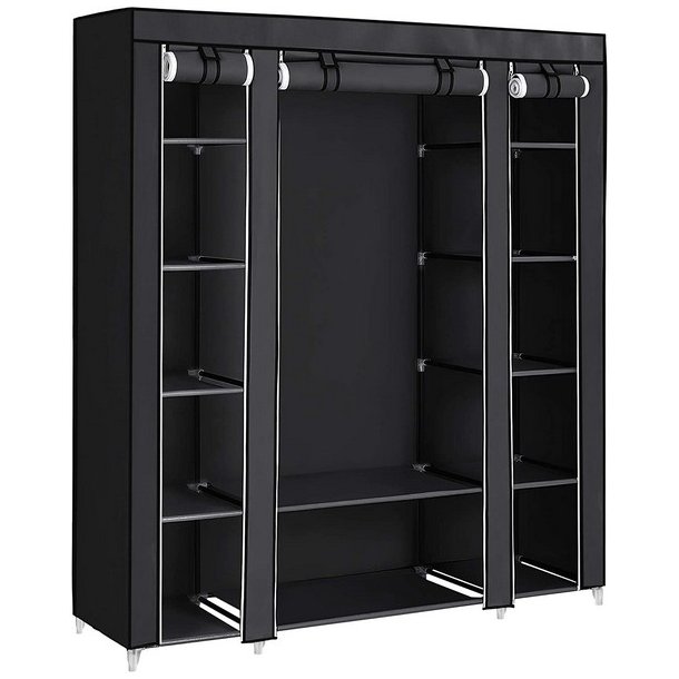 Kldeskab med stofsider - sort garderobeskab og tjskab - 175 cm