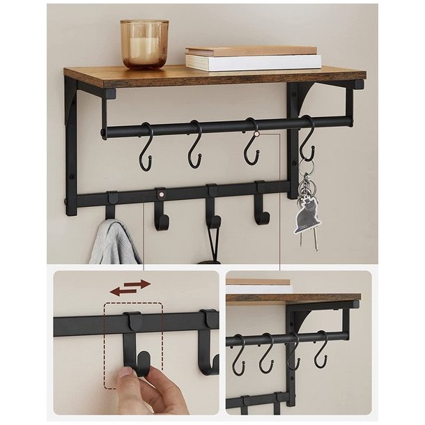 Knager�kke med hattehylde og b�jlestang 40x24x24 cm - rustik brun