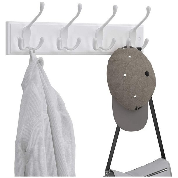 Knagerkke - hvid vghngt knagerkke i tr med 4 tredobbelt knager