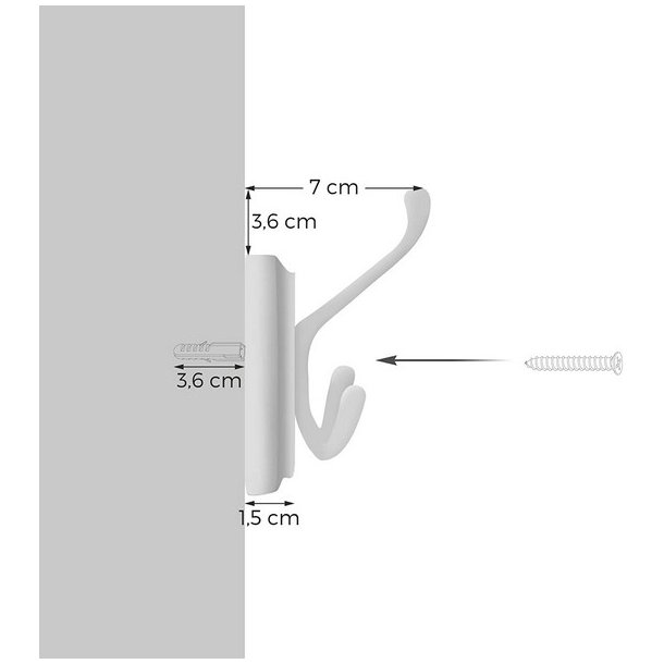 Knagerkke - hvid vghngt knagerkke i tr med 4 tredobbelt knager