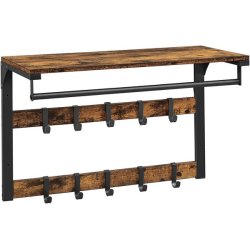 Knager�kke med b�jlestang og hattehylde 65x30 cm - rustik brun