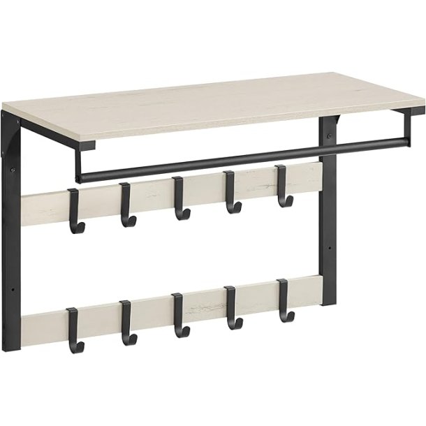 Knagerkke med bjlestang og hattehylde 65x30 cm - hvid
