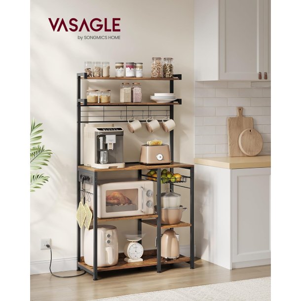 K�kkenreol med indbygget str�m - k�kken modul - rustik brun