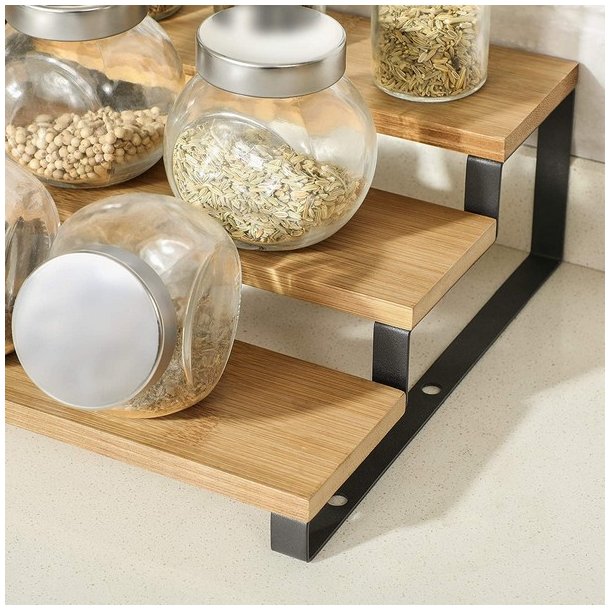 Krydderihylder - s�t med 2 stabelbare k�kkenhylder - bambus