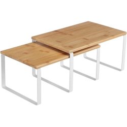 Hylder til bord - s�t med 2 stabelbare k�kkenhylder - bambus