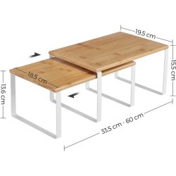 Hylder til bord - s�t med 2 stabelbare k�kkenhylder - bambus