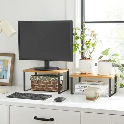 Hylder til bord - s�t med 2 stabelbare k�kkenhylder - bambus