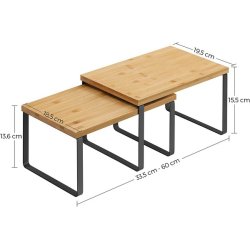 Hylder til bord - s�t med 2 stabelbare k�kkenhylder - bambus