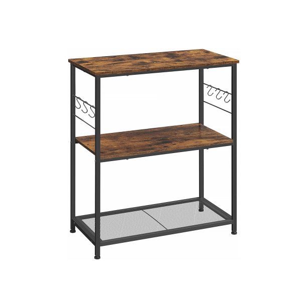K�kken� i industrielt design med 3 hylder - rustik brun 80x40x90