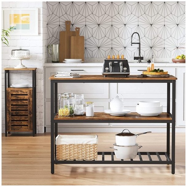 Kkken i industrielt design med hylder - rustik brun 120x60x90