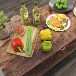 K�kken� i industrielt design med hylder - rustik brun 120x60x90