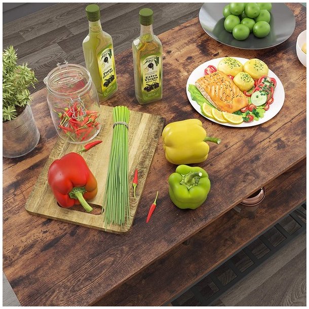 K�kken� i industrielt design med hylder - rustik brun 120x60x90