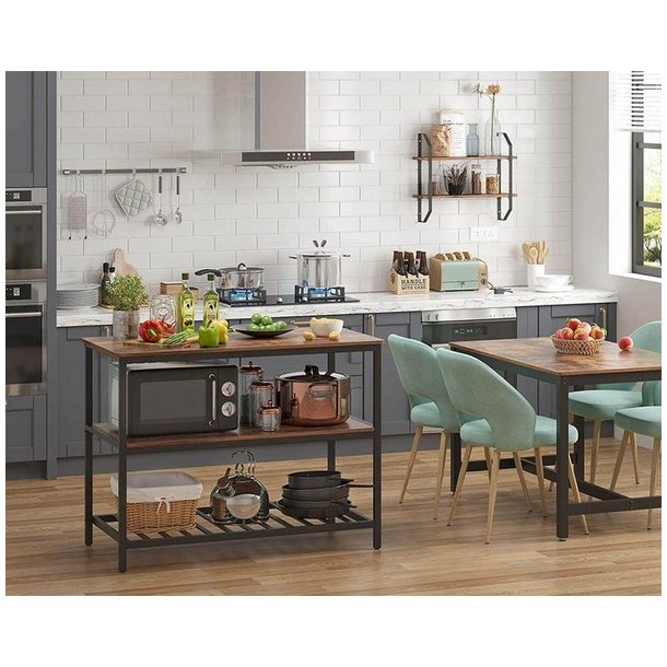 K�kken� i industrielt design med hylder - rustik brun 120x60x90