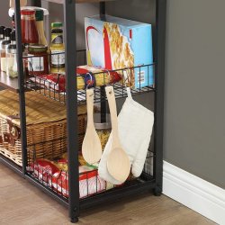 K�kken� med hylder og kurve - k�kkenreol - rustik brun 80x35x95