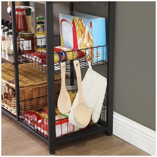 K�kken� med hylder og kurve - k�kkenreol - rustik brun 80x35x95