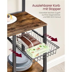 K�kkenreol - k�kkenstativ - rustik brun L90 x B42 x H167,3 cm