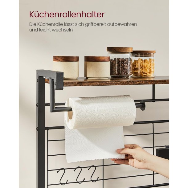 K�kkenreol - k�kkenstativ - rustik brun L90 x B42 x H167,3 cm