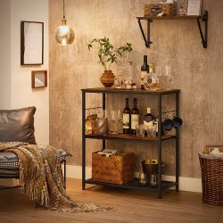 K�kken� i industrielt design med 3 hylder - rustik brun 80x40x90