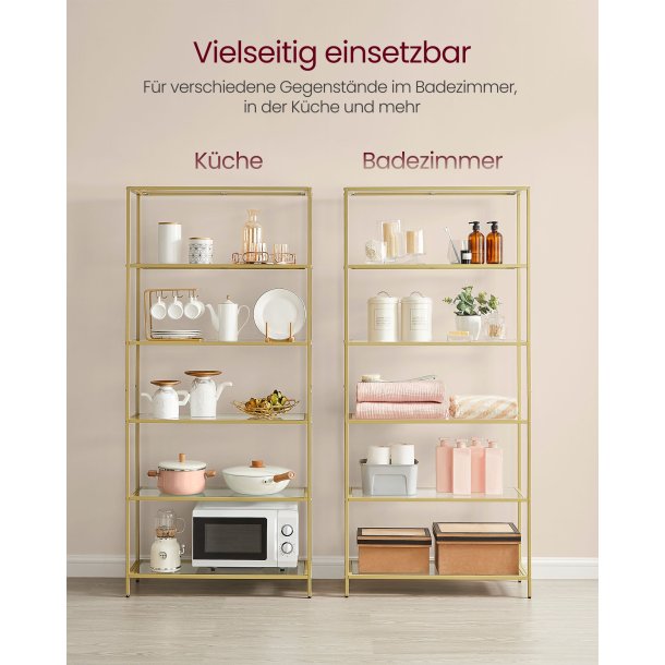 Badev�relsesreol med h�rdet glas og gyldent stel 80x30x177,3