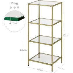 Badev�relsesreol med h�rdet glas og gyldent stel 40x30x95