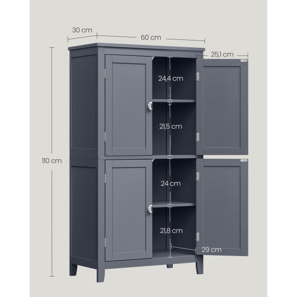 Badevrelsesskab med 2 skabe - opbevaringsskab gr 110x60x30
