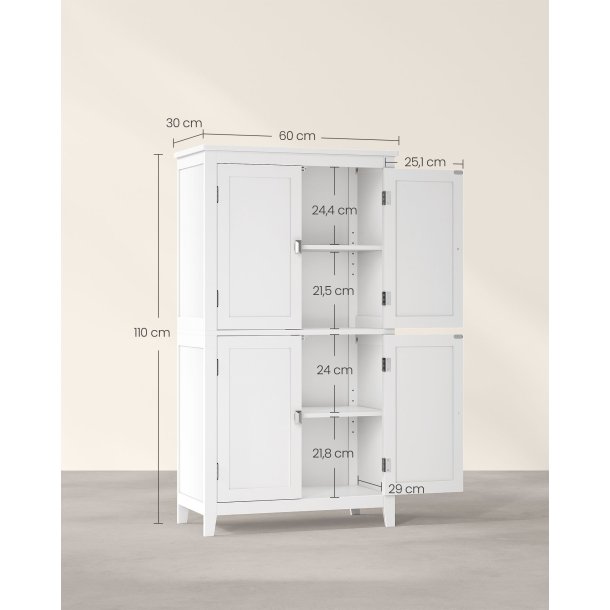 Badevrelsesskab med 2 skabe - opbevaringsskab hvid 110x60x30