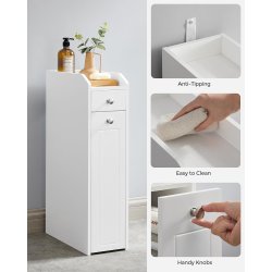 Badevrelsesskab - smal slank opbevaringsskab - hvid 40x18x70