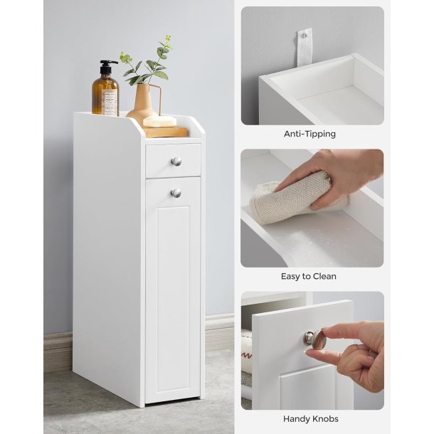 Badevrelsesskab - smal slank opbevaringsskab - hvid 40x18x70