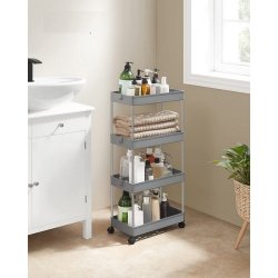 Rullevogn - gr� opbevaringsvogn med 4 hylder 40 x 22 x 86