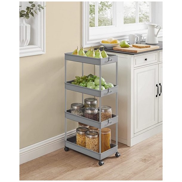 Rullevogn - gr opbevaringsvogn med 4 hylder 40 x 22 x 86