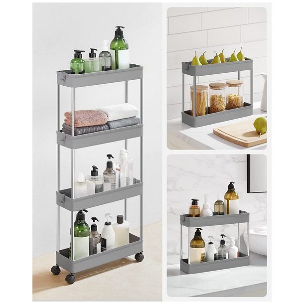 Rullevogn - smal opbevaringsvogn med 4 hylder 40 x 13 x 89